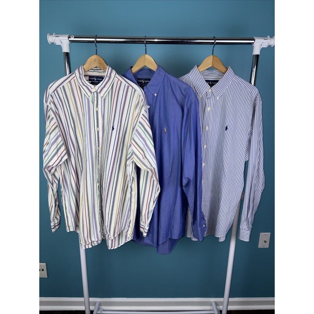 Polo Ralph Lauren Button Down Long Sleeve Shirts XL Preppy Lot Of 3 Old Money